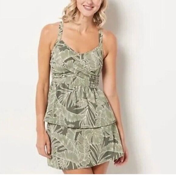 Denim & Co. Beach Twist Front Tankini with Skirt - Picture 1 of 7